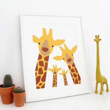 Personalised Giraffe Family Selfie Portrait Print, 7 of 7