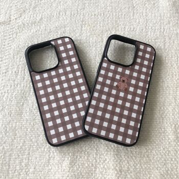 Brown Gingham With Teddies Phone Case, 3 of 3