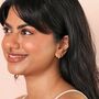 Sterling Silver Pearl Flower Huggie Hoop Earrings In Gold, thumbnail 3 of 4