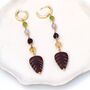 Hoop Earrings With Long Gemstone Drop, thumbnail 2 of 5