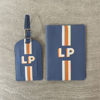 Personalised Faux Leather Stripe Travel Set, 3 of 10