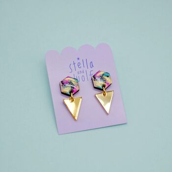 Hand Painted Abstract Geometric Earrings, 5 of 5