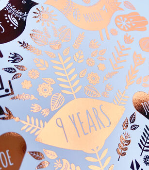 Personalised 9th Copper Anniversary Family Tree Print, 6 of 8