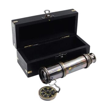 16 Inch Gunmetal Maritime Telescope With Wooden Box, 6 of 8