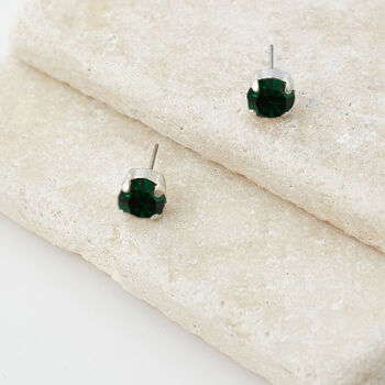 Emerald Green Swarovski Crystal Stud Earrings, 2 of 6