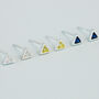 Sterling Silver Colourful Crystal Triangle Stud Earrings, thumbnail 1 of 6