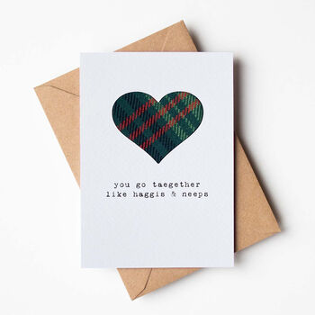 You Go Taegether Scottish Wedding Card With Real Tartan, 5 of 7