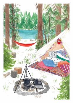 Lakeside Camping Art Print, 3 of 3