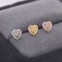 Sterling Silver Tiny Opal Heart With Cz Stud Earrings, thumbnail 1 of 11