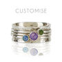 Personalised Birthstone Holi Silver Spinning Ring, thumbnail 3 of 10