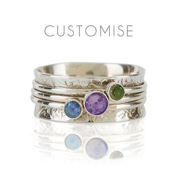 Personalised Birthstone Holi Silver Spinning Ring, 3 of 10