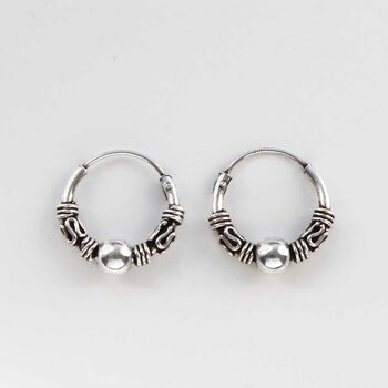 Sterling Silver Bali Indo Hoops, 3 of 6