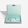 Dove Grey With Mint Classic Jewellery Box Lid, thumbnail 2 of 3
