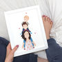 Hand Painted Personalised Mum Piggy Back Portrait, thumbnail 1 of 3