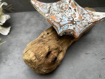 Multi Coloured Wooden Stingray On Teak Root Stand Gift, 4 of 12