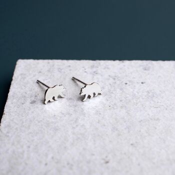 Sterling Silver Bear Stud Earrings, 2 of 7