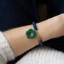 Navy Bead And Forest Green Flower Bracelet, thumbnail 1 of 4