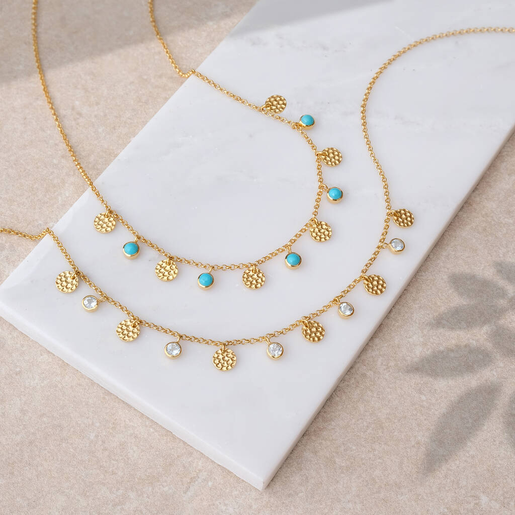 Lakshmi Turquoise Necklace In Silver Or Gold Plated, 1 of 12