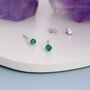 Green Onyx Stud Earrings In Sterling Silver, thumbnail 6 of 11