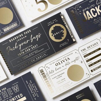 Personalised Boarding Pass Scratch Reveal Gift Voucher, 9 of 9