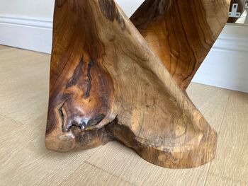 Hand Carved Teak Wooden Root Side Table Square Twisted, 3 of 5