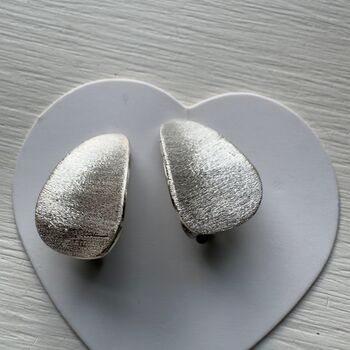 Clip On Triangle Textured Matt Silver Earrings, 3 of 7