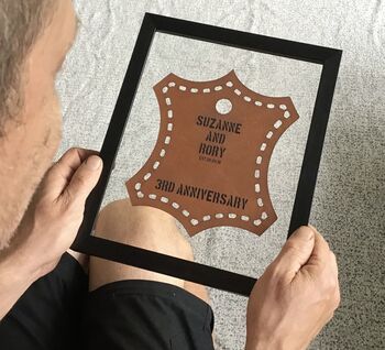 Personalised Leather 3rd Wedding Anniversary Art, 7 of 10