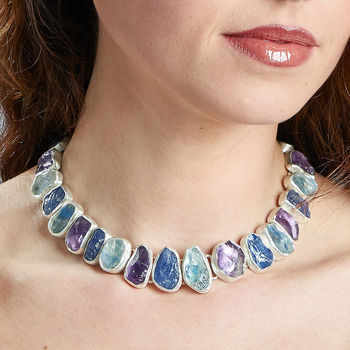 Tanzanite, Rainbow Moonstone And Amethyst Necklace, 2 of 7