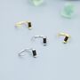 Sterling Silver Tiny Black Baguette Cut Cz Huggie Hoop Earrings, thumbnail 2 of 10