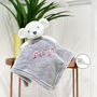 Personalised Name White Bear Comforter Blanket Soft Toy, thumbnail 1 of 3