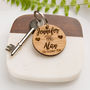 Personalised Round Willow Hearts Oak Keyring, thumbnail 1 of 5