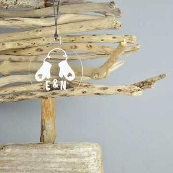 Couples Personalised Christmas Mittens Tree Decoration, 2 of 11