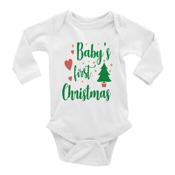 Personalised Baby Long Sleeve Bodysuit 1st Christmas, 4 of 7
