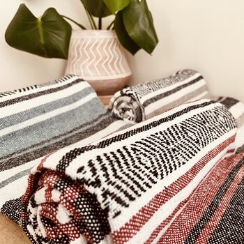 Hand Loomed Stripe Fair Trade Sofa Throw Blanket, 8 of 8