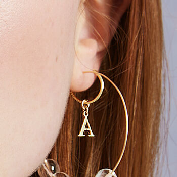Teeny Capital Letter Hoop Earring In Sterling Silver, 5 of 6