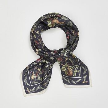 Wolf Garden Navy Square Scarf, 2 of 3