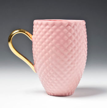 Pastel Pink Coffee Mug With Gold Handle, 3 of 12
