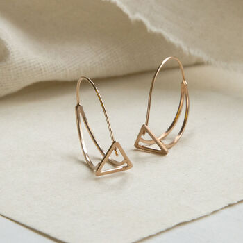 Sterling Silver Triangle Drop Loop Earrings, 4 of 6