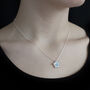 March Birthstone Aquamarine Cz Silver Flower Necklace, thumbnail 2 of 5