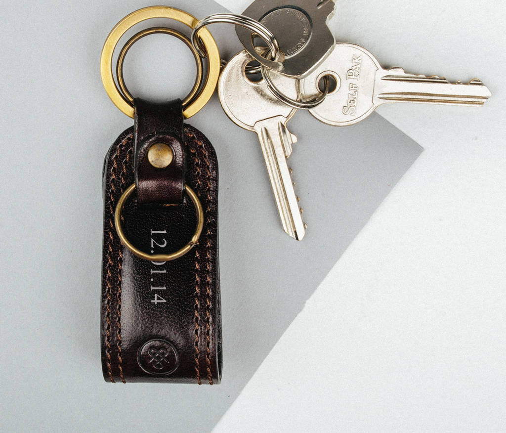 Personalised Leather Groomsman's Key Ring. 'The Nepi', 1 of 8