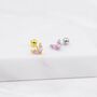 Sterling Silver Rose Pink Cz Marquise Leaf Duo Barbell Earrings, thumbnail 2 of 12