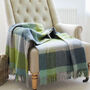 Green And Blue Check Wool Throw, thumbnail 1 of 3
