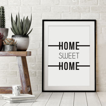 'Home Sweet Home' Monochrome Typographic Print, 2 of 6