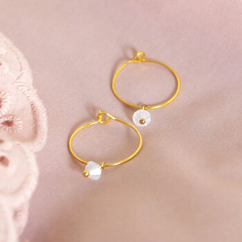 White Opal Swarovski Crystal Hoop Earrings, 4 of 7