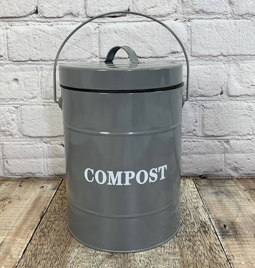 Kitchen Compost Caddy Bin In French Grey By Garden Selections   Original Kitchen Compost Caddy In Clay 