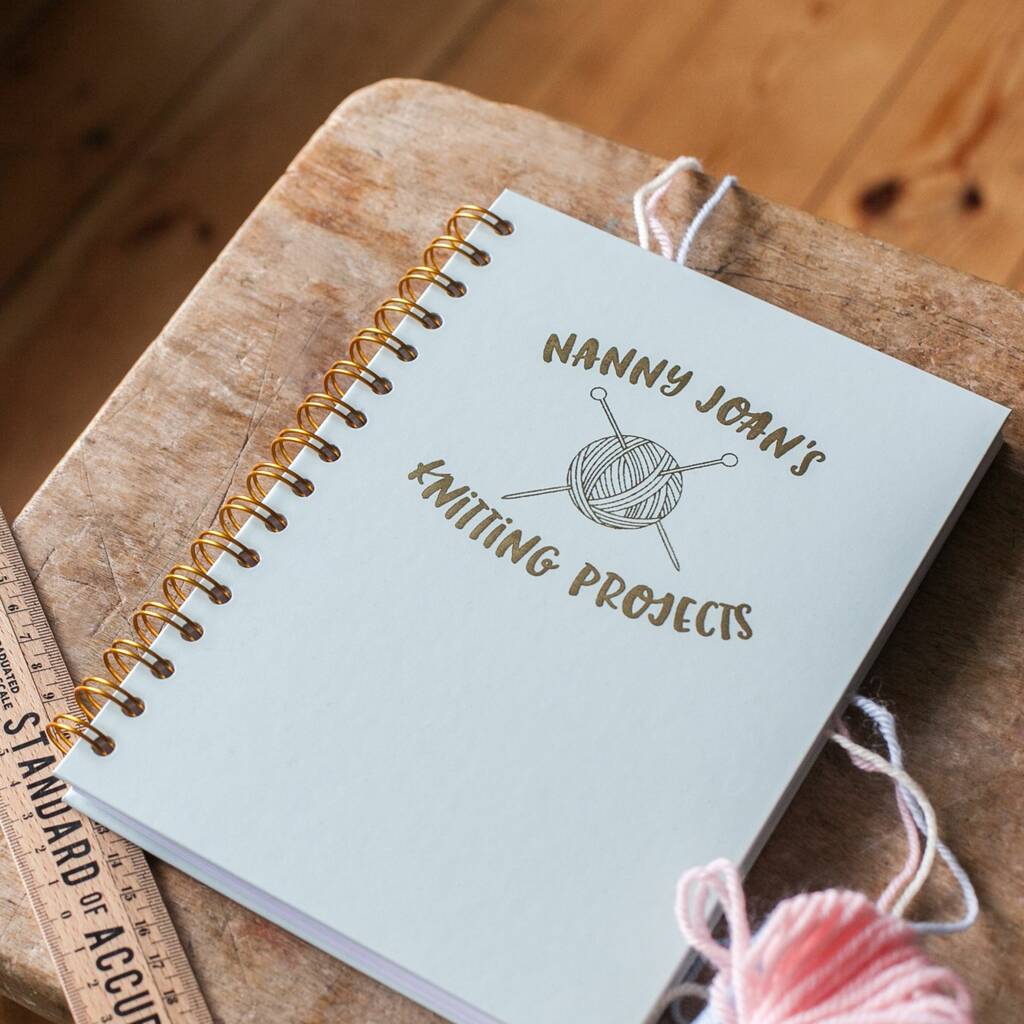 Personalised Knitting Projects Foil Notebook By Nina Thomas Studio
