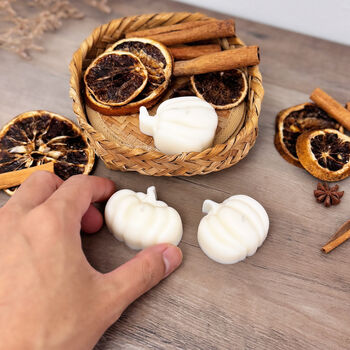 Set Of Three White Pumpkin Tea Light Candles, 8 of 10