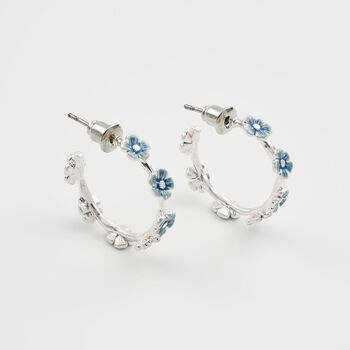 Forget Me Not Stud Hoop Earrings Silver, 2 of 7