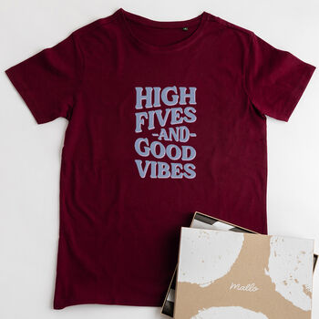 High Fives And Good Vibes Cotton T Shirt, 3 of 7