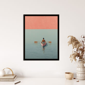 Rowers Paradise Calm Sea Pink Blue Wall Art Print, 4 of 6